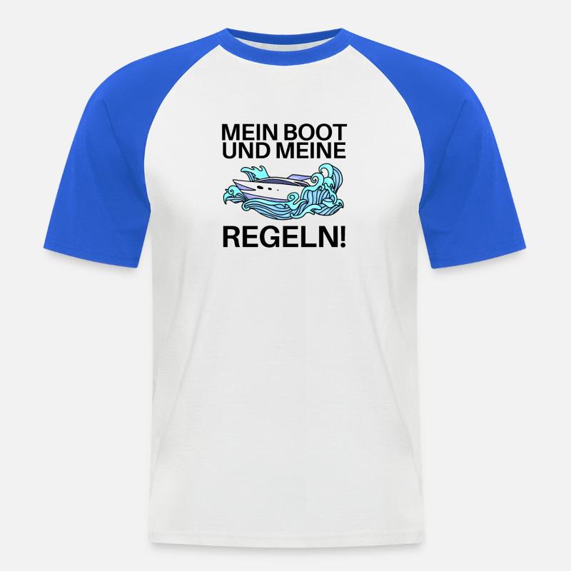 Boote Motorboot Regeln Spruch lustig - Männer Baseball-T-Shirt - Weiß/Royalblau