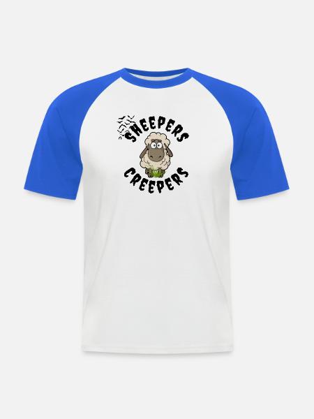 Schäfchen, Sheepers Creepers, Gruseliges Schäfchen - Männer Baseball-T-Shirt - Weiß/Royalblau