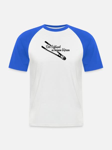 Schlüssel zum Herz Love - Männer Baseball-T-Shirt - Weiß/Royalblau