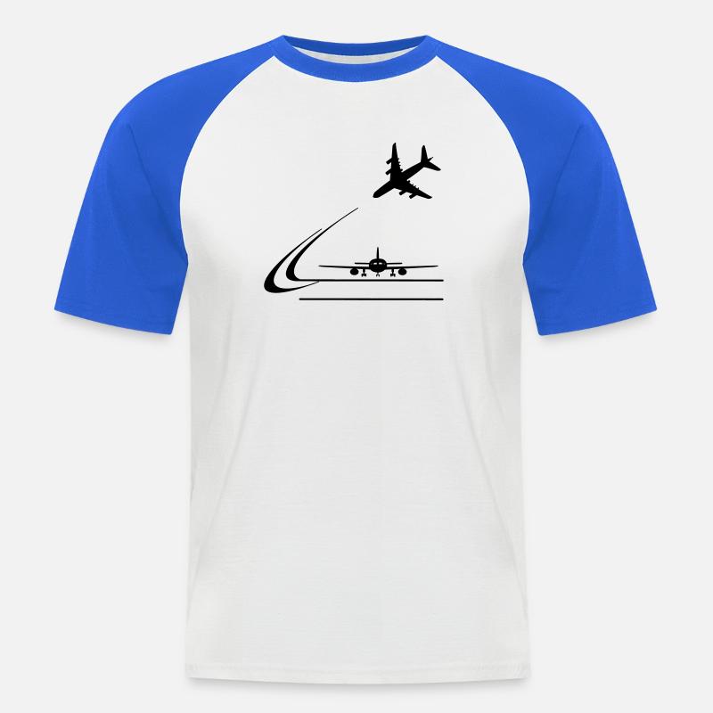 Atterraggio di aeromobili - Maglia da baseball a manica corta da uomo - bianco/blu royal