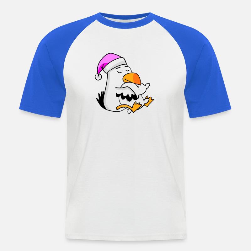 Möwe Müde Ausschlafen Schlafen Mädchen - Männer Baseball-T-Shirt - Weiß/Royalblau