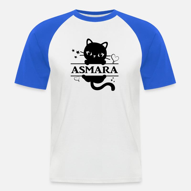 Asmara T-Shirt Katze Geschenkidee Katze - Männer Baseball-T-Shirt - Weiß/Royalblau