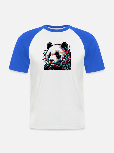 Panda - Men's Baseball T-Shirt - white/royal blue