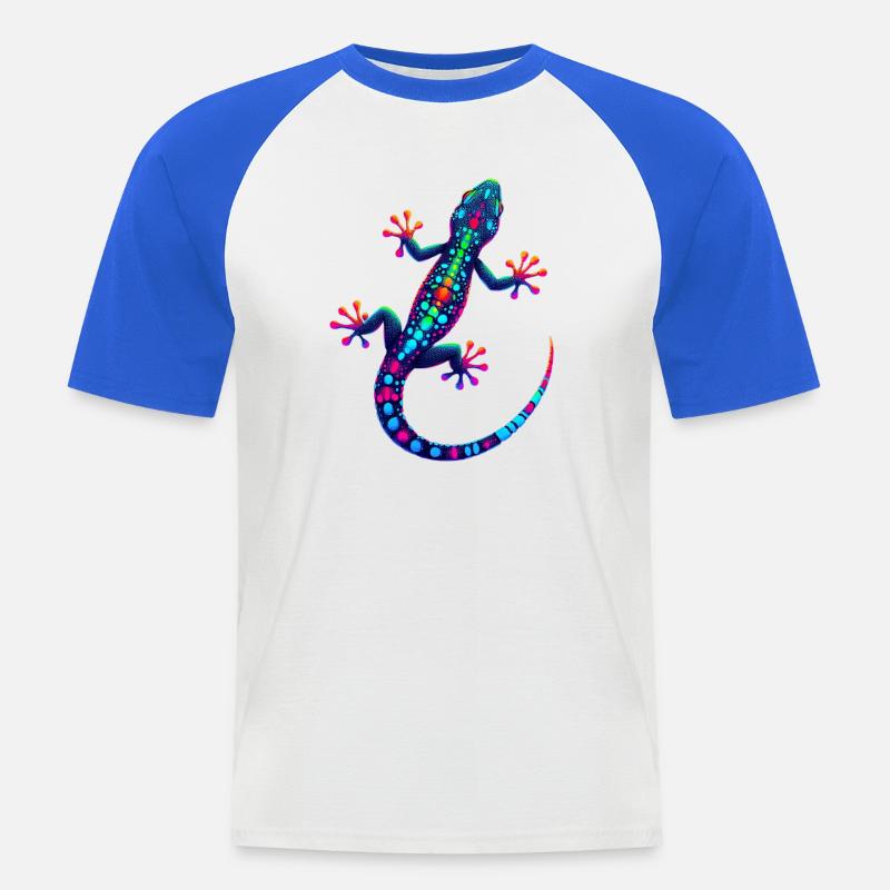 Gecko - Männer Baseball-T-Shirt - Weiß/Royalblau
