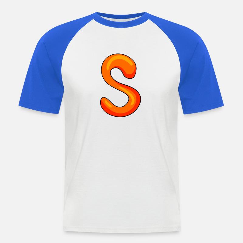 Buchstabe S Anfangsbuchstabe - Männer Baseball-T-Shirt - Weiß/Royalblau