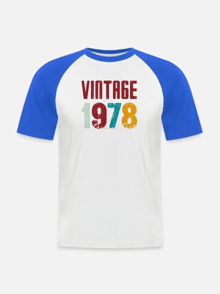 Jahrgang 1978 Originalteil - Männer Baseball-T-Shirt - Weiß/Royalblau