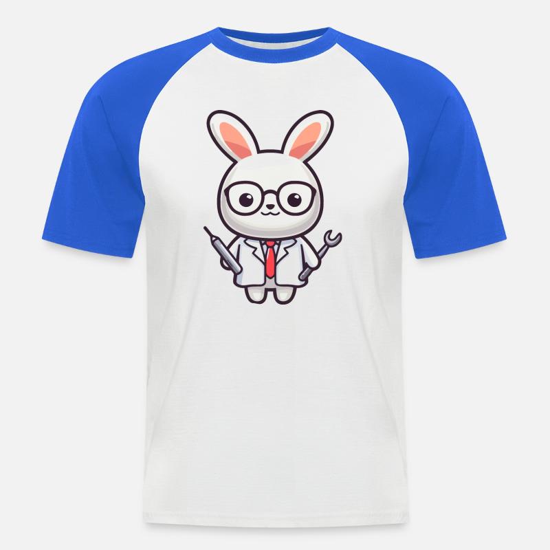 Doktor Bunny: Der Karottenpfleger - Männer Baseball-T-Shirt - Weiß/Royalblau
