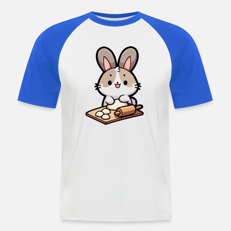 Bunny Baker: Der Teig-Delighter - Männer Baseball-T-Shirt - Weiß/Royalblau