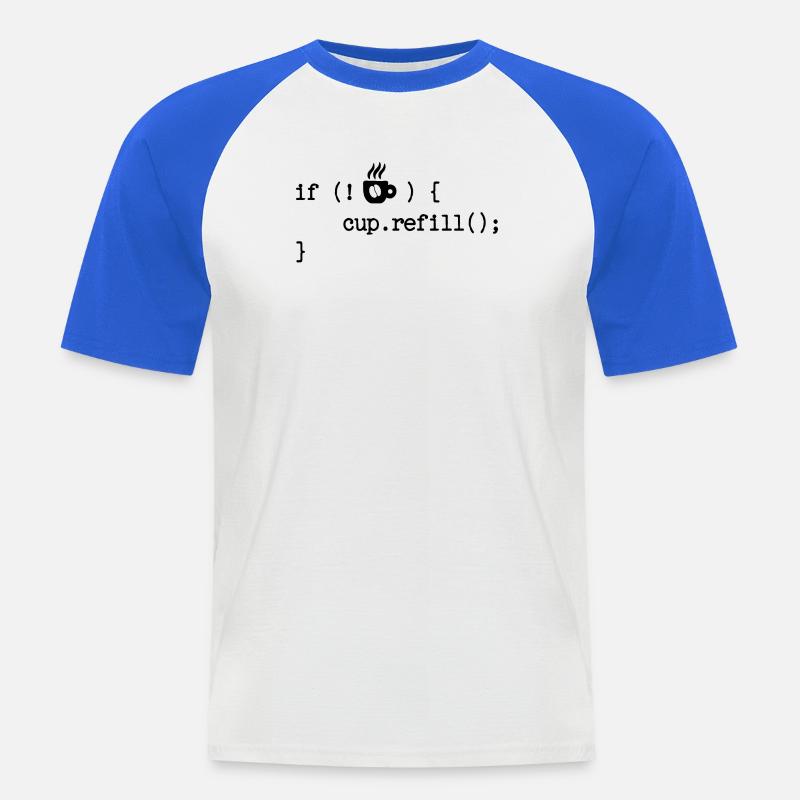 Développeur Programmeur Code Débogage Développeur Web - T-shirt baseball manches courtes Homme - blanc/bleu royal
