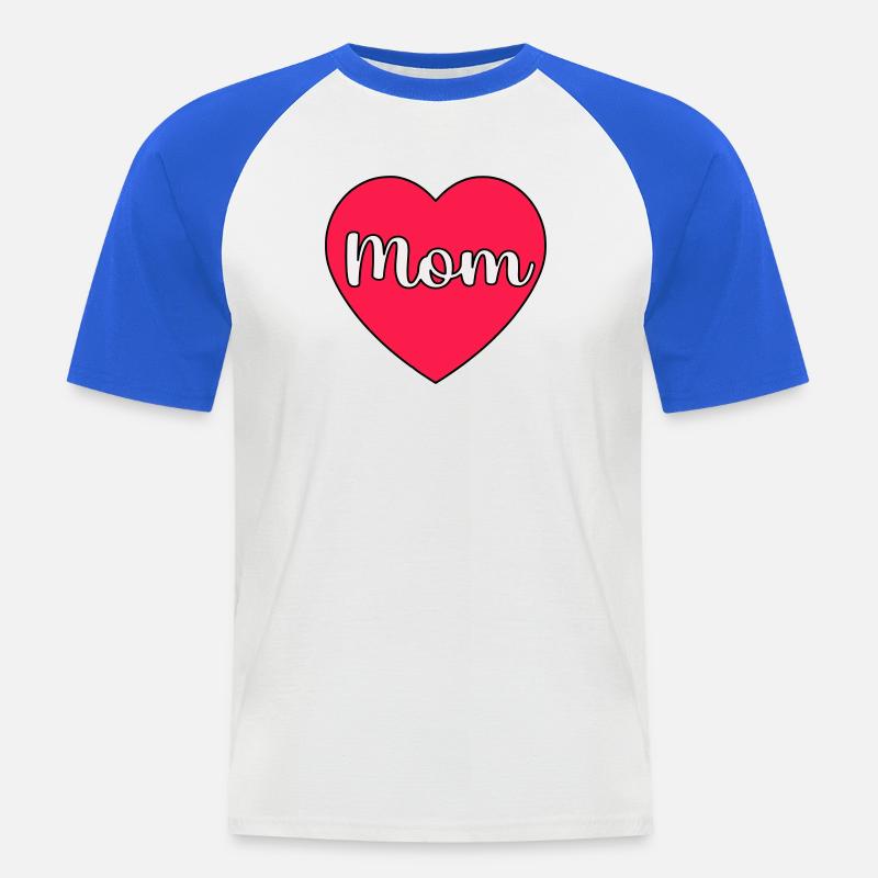 Mama Herz - Männer Baseball-T-Shirt - Weiß/Royalblau