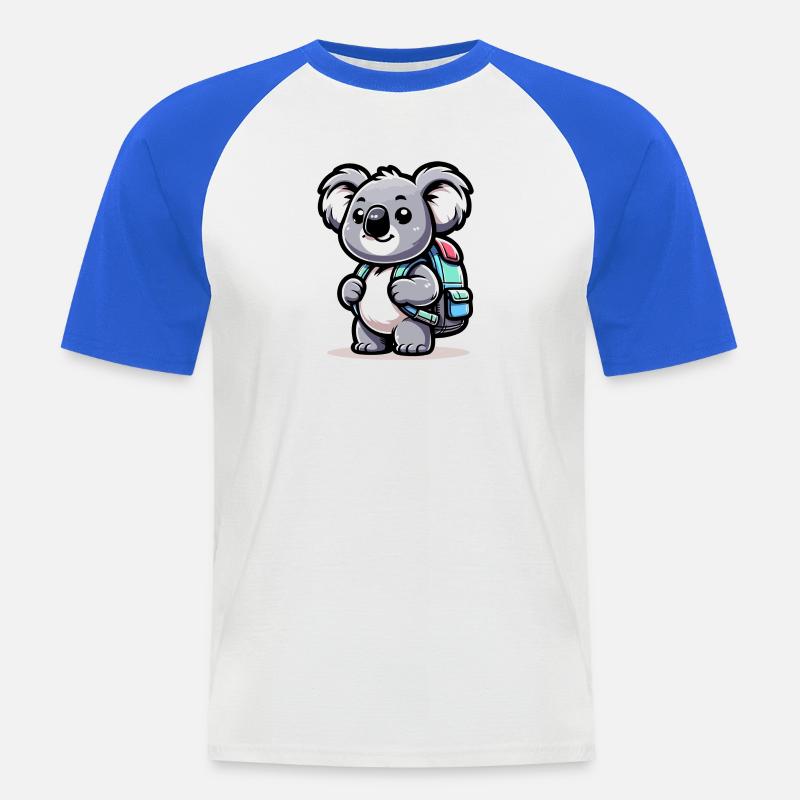Backpacker-Koala: Der Globetrotter-Kumpel - Männer Baseball-T-Shirt - Weiß/Royalblau