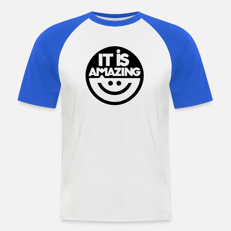 Verblüffend - Männer Baseball-T-Shirt - Weiß/Royalblau