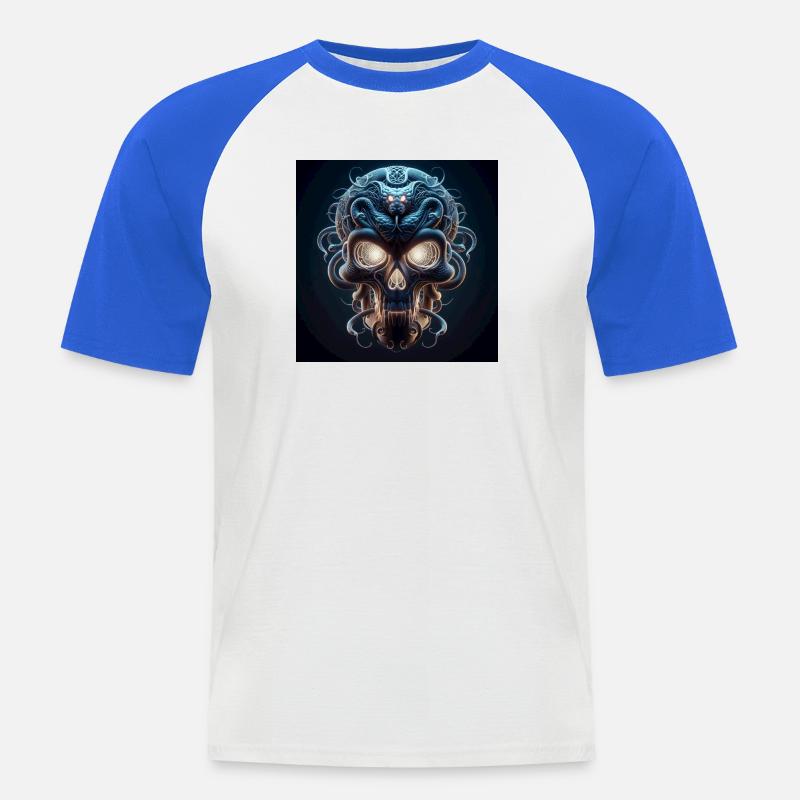Schädel verschmolzen mit Snake 3D - Männer Baseball-T-Shirt - Weiß/Royalblau