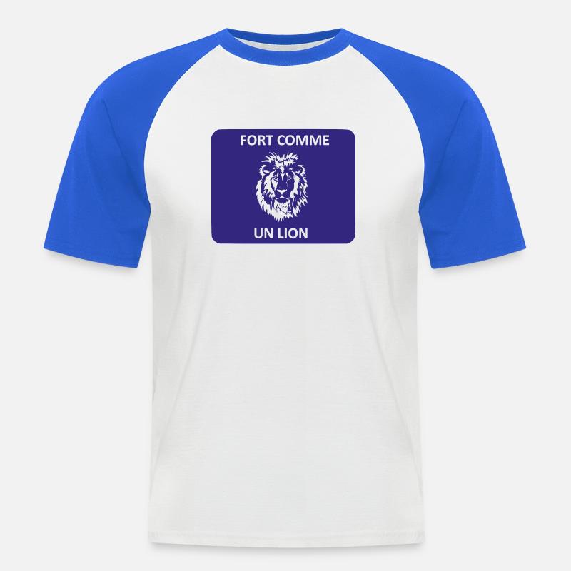 Stark wie ein Löwe - Männer Baseball-T-Shirt - Weiß/Royalblau