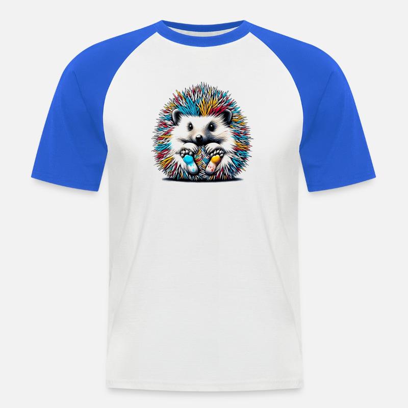 Igel - Männer Baseball-T-Shirt - Weiß/Royalblau