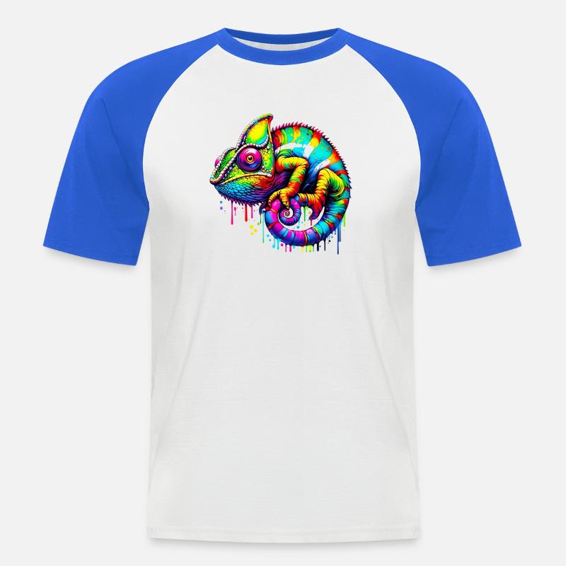 Chamäleon - Männer Baseball-T-Shirt - Weiß/Royalblau