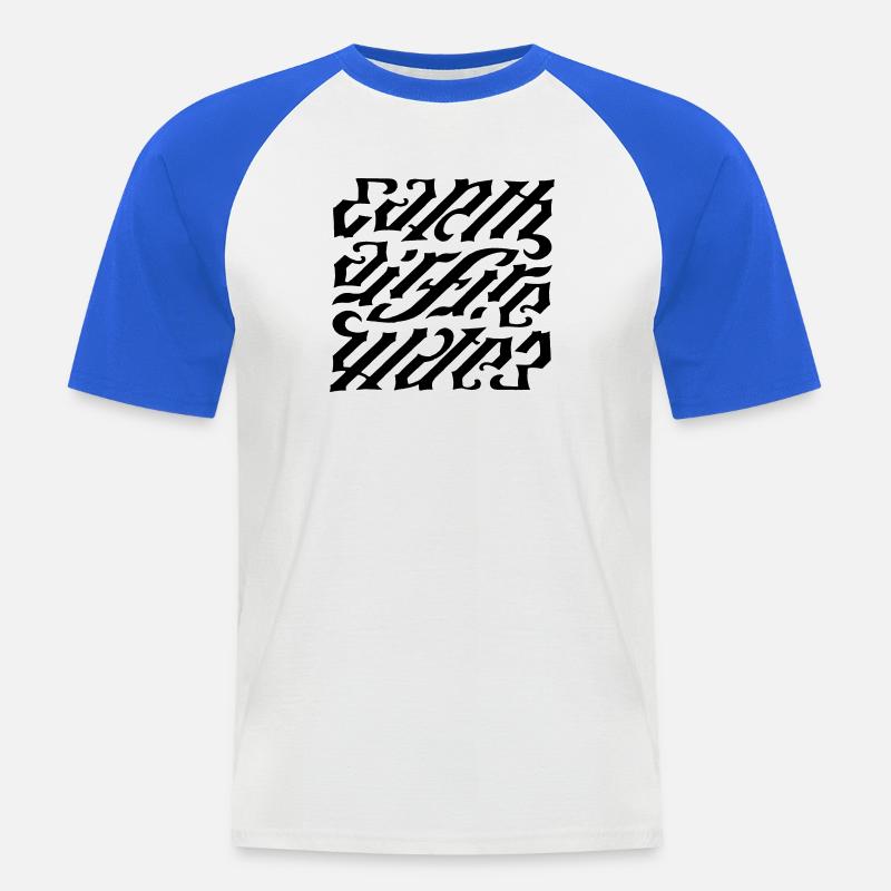 Ambigramm - earth-air-fire - Männer Baseball-T-Shirt - Weiß/Royalblau
