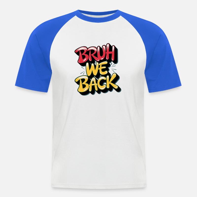 Aussprache und Textdesign im Retro-Stil - Männer Baseball-T-Shirt - Weiß/Royalblau
