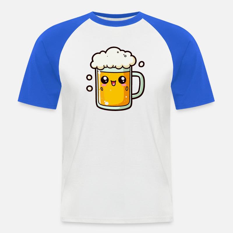 Comic Bier - Männer Baseball-T-Shirt - Weiß/Royalblau