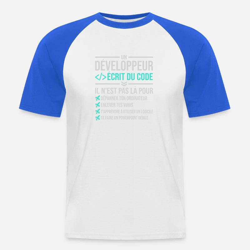 Developer Writing Code - Men's Baseball T-Shirt - white/royal blue