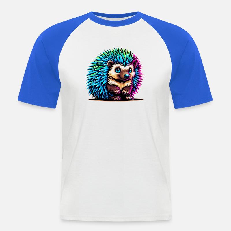 Igel - Männer Baseball-T-Shirt - Weiß/Royalblau