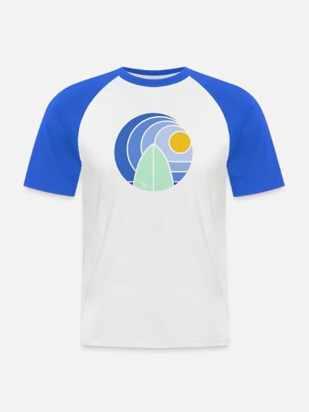 Surf Sundowner III (clean) - Männer Baseball-T-Shirt - Weiß/Royalblau