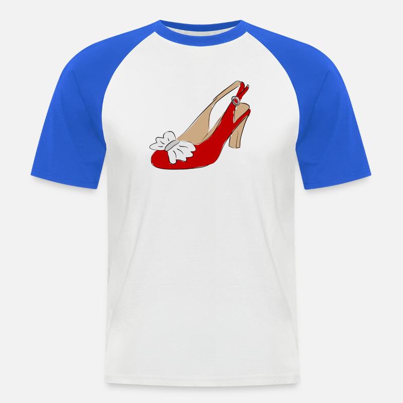 Schuh Damenschuh - Männer Baseball-T-Shirt - Weiß/Royalblau