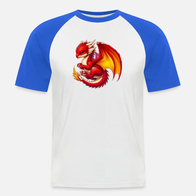 Drache - Männer Baseball-T-Shirt - Weiß/Royalblau