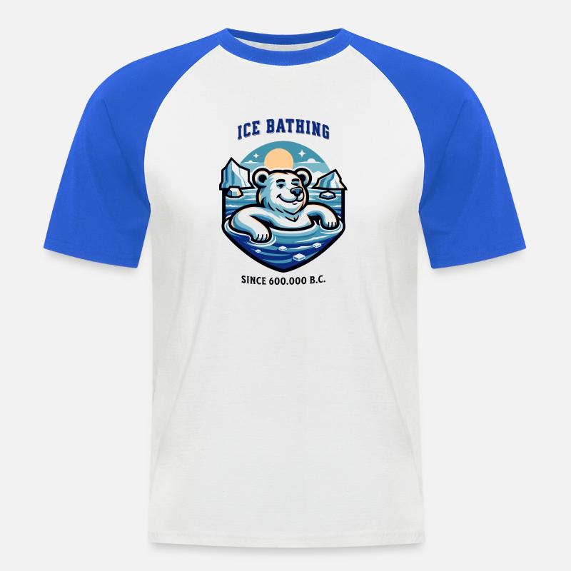 relaxter Eisbär beim Eisbaden lustiger Spruch - Männer Baseball-T-Shirt - Weiß/Royalblau