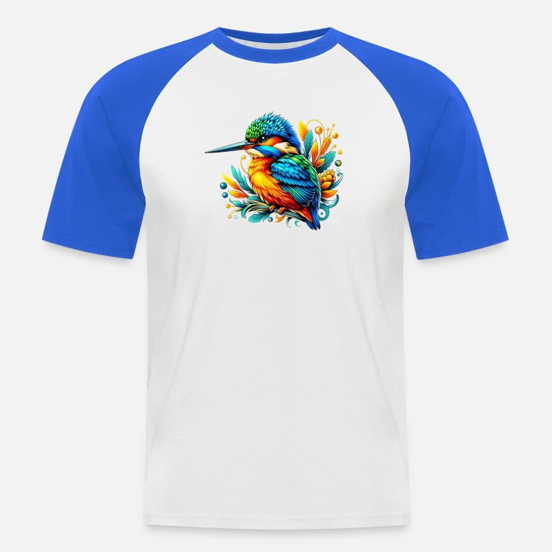 Eisvogel - Männer Baseball-T-Shirt - Weiß/Royalblau