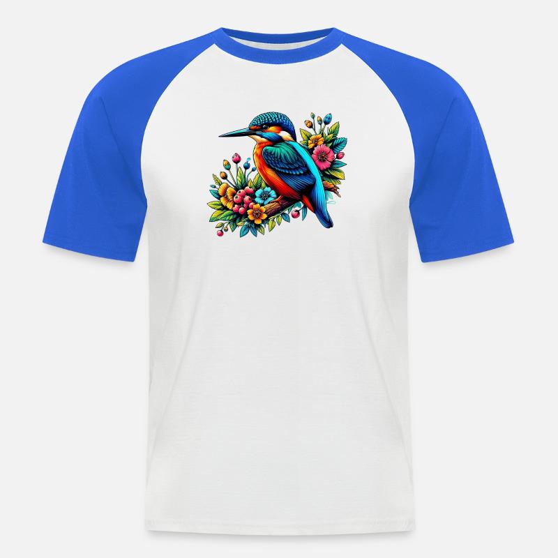 Eisvogel - Männer Baseball-T-Shirt - Weiß/Royalblau