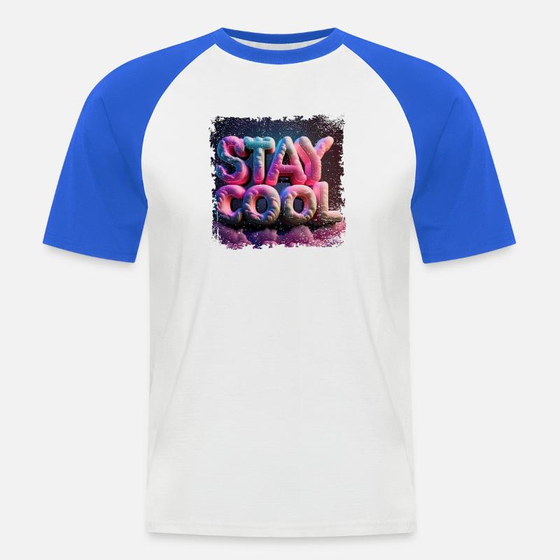 stay cool text in 3d - Männer Baseball-T-Shirt - Weiß/Royalblau