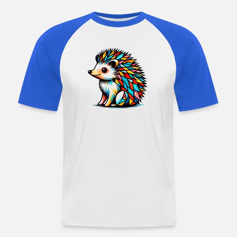 Igel - Männer Baseball-T-Shirt - Weiß/Royalblau