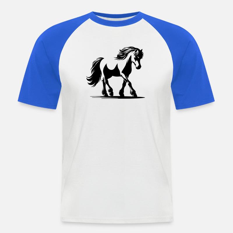 Pferd Deutsches Reitpony - Männer Baseball-T-Shirt - Weiß/Royalblau