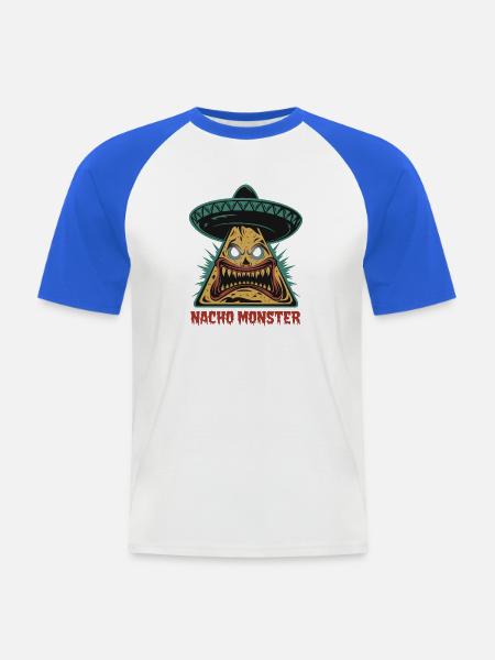 Nacho Monster Fiesta - Männer Baseball-T-Shirt - Weiß/Royalblau