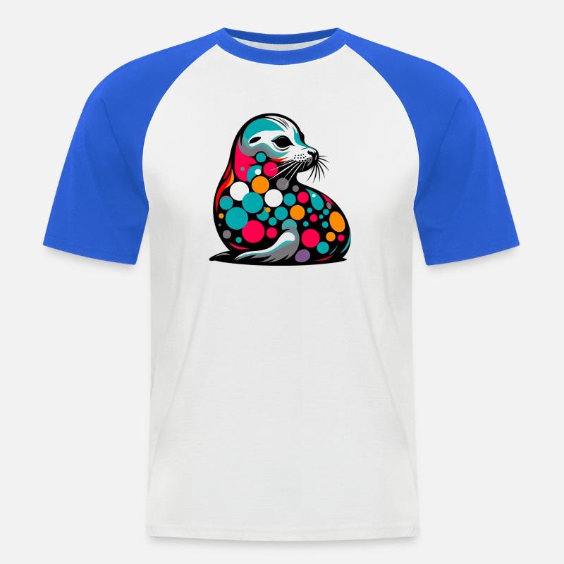 Foca - Maglia da baseball a manica corta da uomo - bianco/blu royal