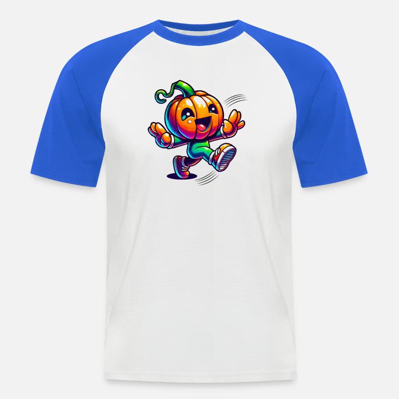 Dancing pumpkin - cute Halloween fun - Men's Baseball T-Shirt - white/royal blue