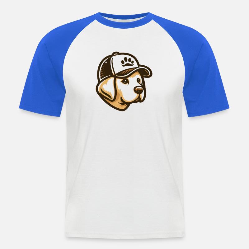Labradorkopf mit Kappe - Männer Baseball-T-Shirt - Weiß/Royalblau