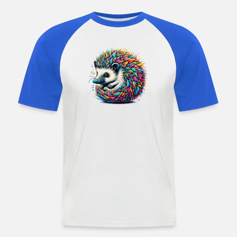 Igel - Männer Baseball-T-Shirt - Weiß/Royalblau