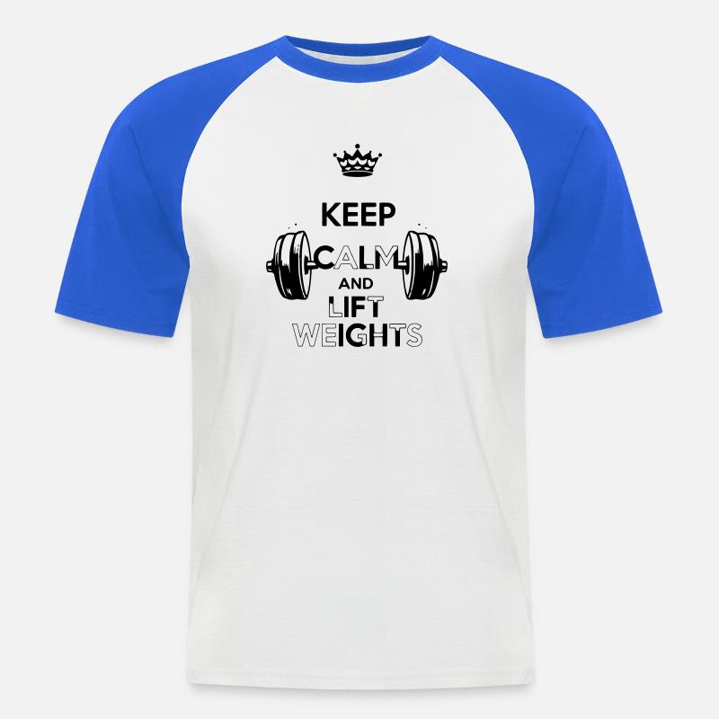 Keep Calm - Männer Baseball-T-Shirt - Weiß/Royalblau