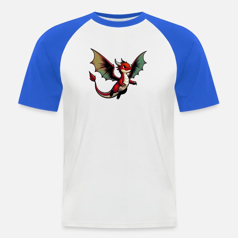 Drago - Maglia da baseball a manica corta da uomo - bianco/blu royal