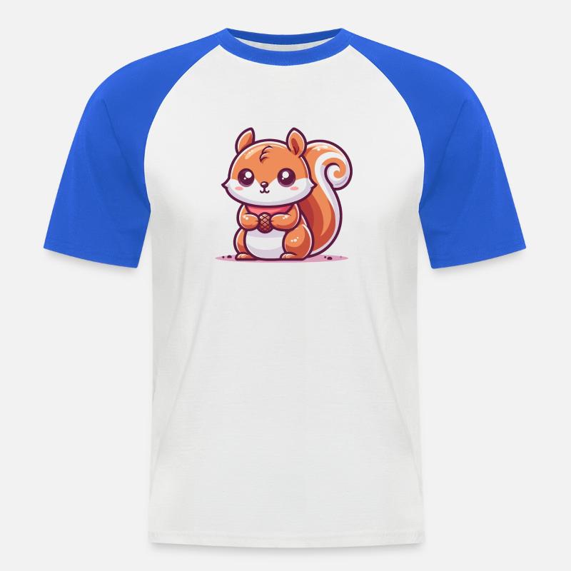 Squirrel with a seed - Men's Baseball T-Shirt - white/royal blue