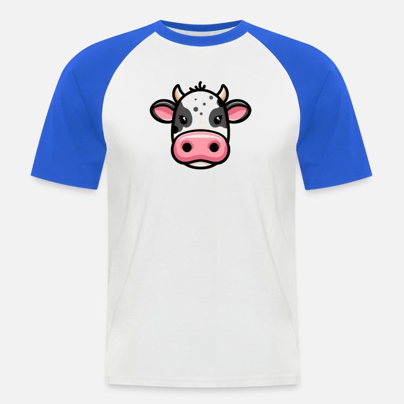 Mucca - Maglia da baseball a manica corta da uomo - bianco/blu royal
