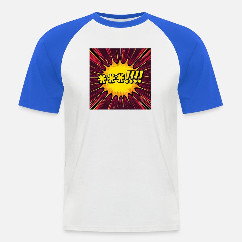 Comic Explosion Gelb-Pop - Männer Baseball-T-Shirt - Weiß/Royalblau