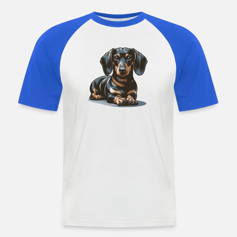 Dackel - Männer Baseball-T-Shirt - Weiß/Royalblau