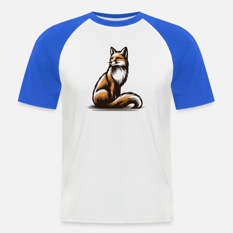 Fox - Männer Baseball-T-Shirt - Weiß/Royalblau