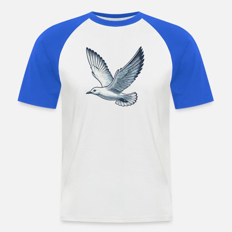 Möwe - Männer Baseball-T-Shirt - Weiß/Royalblau