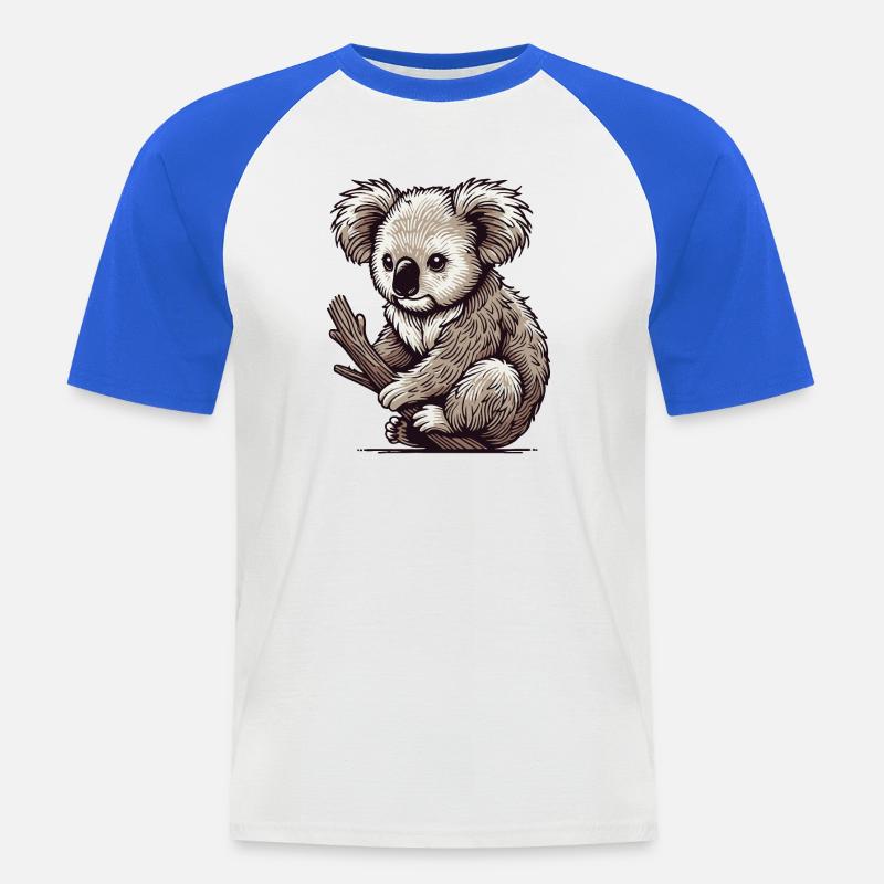 Koala - Männer Baseball-T-Shirt - Weiß/Royalblau