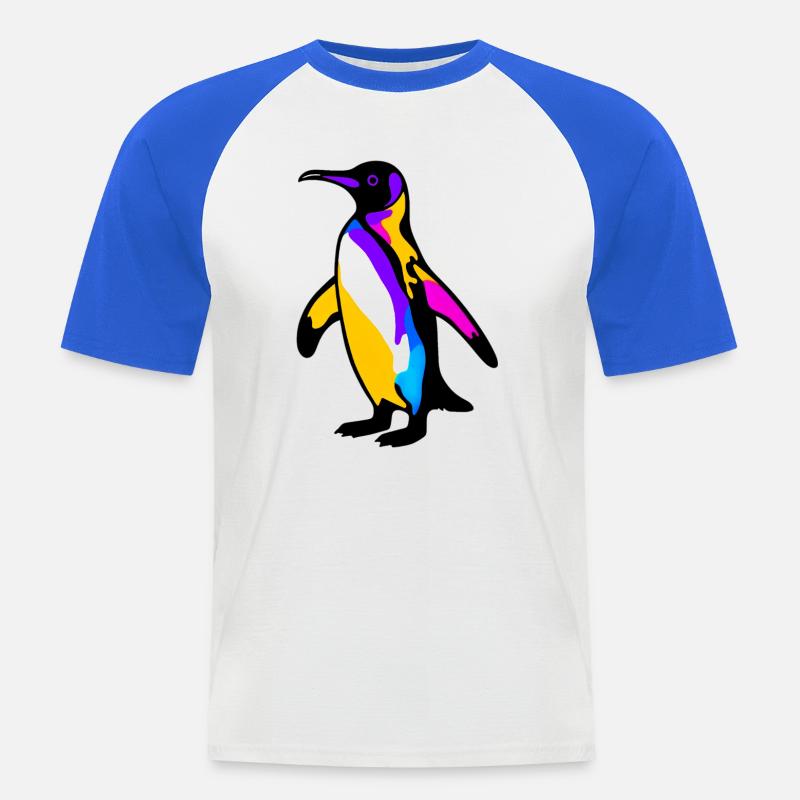 Pinguin - Männer Baseball-T-Shirt - Weiß/Royalblau