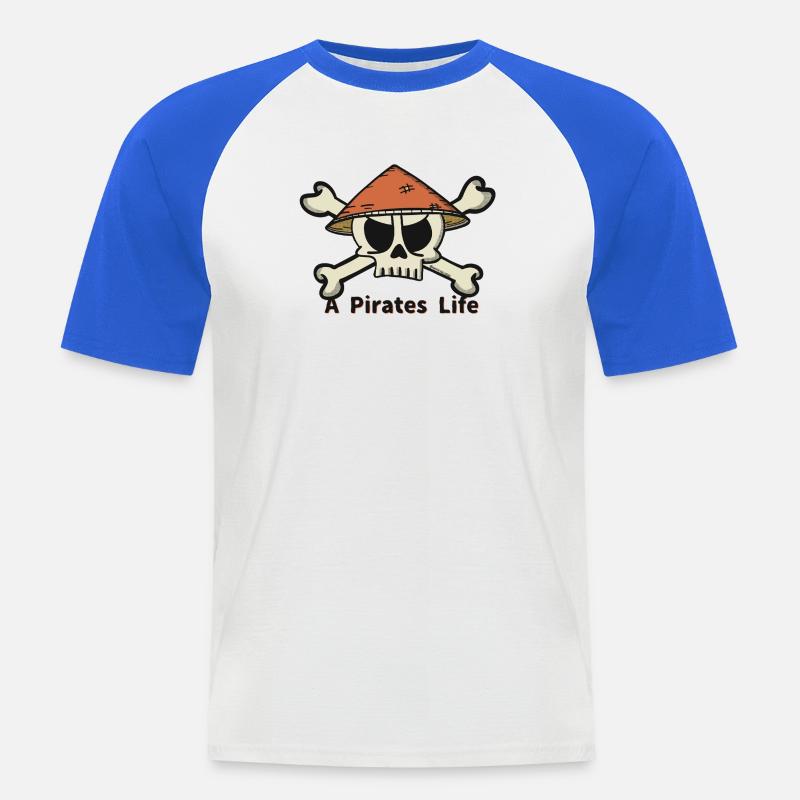 A Pirates Life logo - Männer Baseball-T-Shirt - Weiß/Royalblau